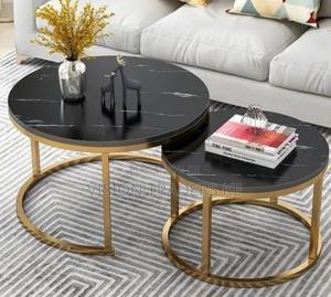 Black Nesting Coffee Table Marble Effect(MDF). - thumbnail 2