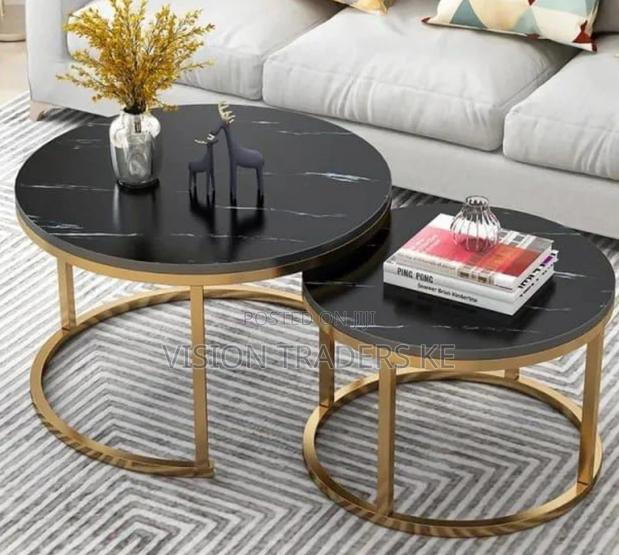 Black Nesting Coffee Table Marble Effect(MDF). - main view