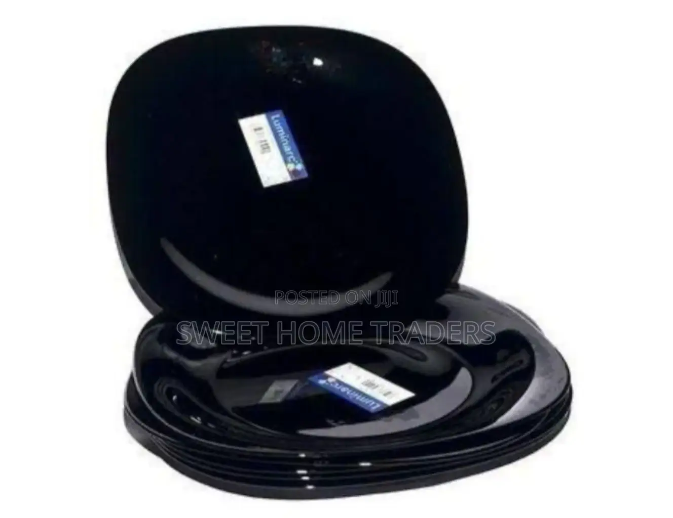 Set of 6 Luminarc Quadra Black Plates 