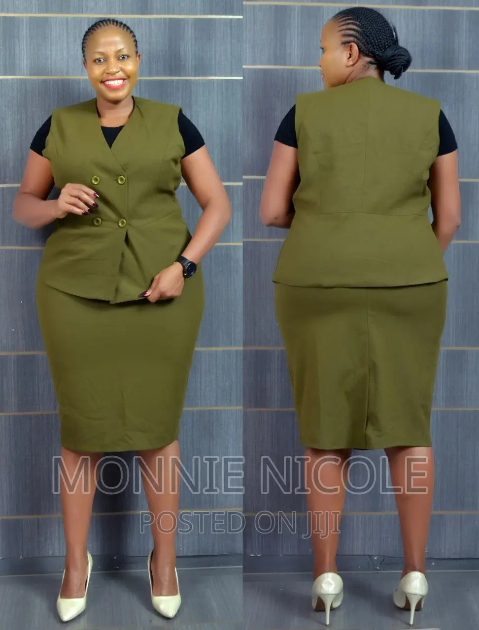 Official Ladies Suit. Navy Blue/Green