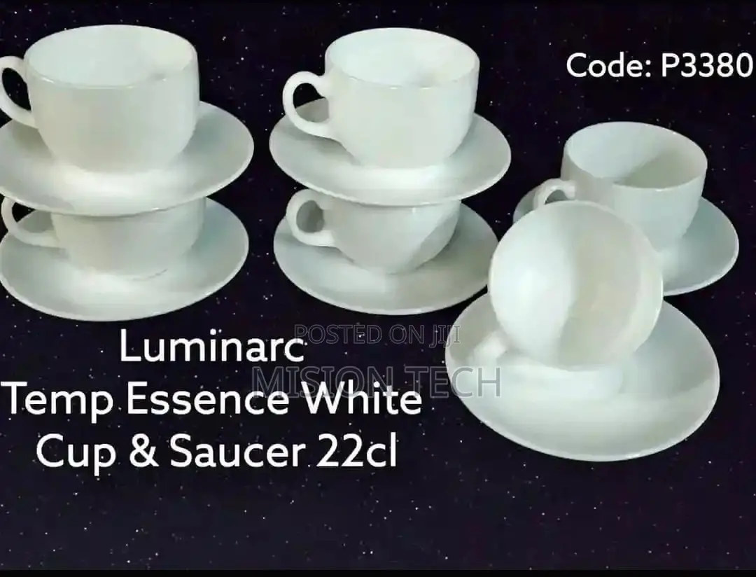 White Luminarc Saucer Cups