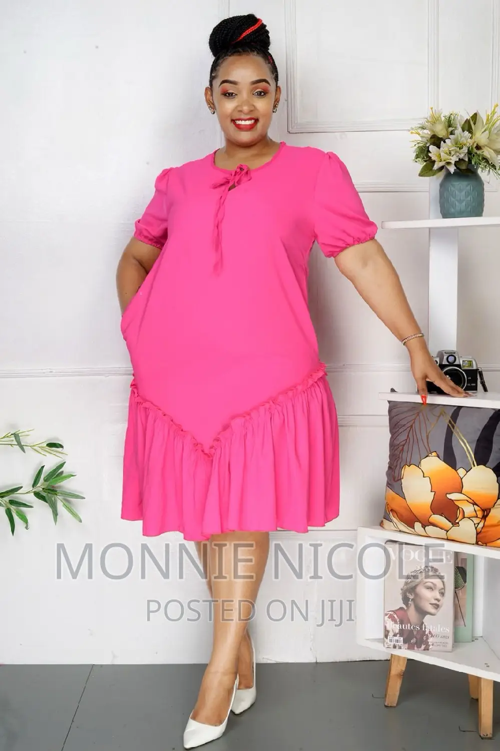 Hot Pink Shift Dress/Maternity Dress/Pregnant Friendly
