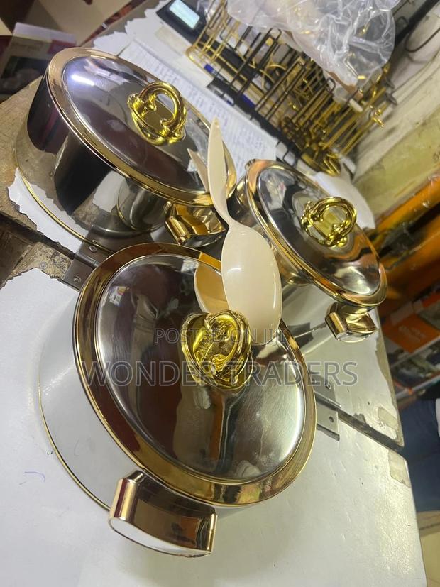 3pcs Steel Fresh Hot Pot Golden - main view