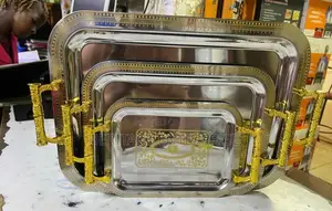 Mettalic Tray 3 Pcs Golden Mettalic Tray