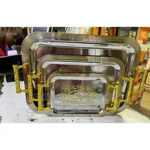 Tray 3 Pcs Golden Mettalic Tray