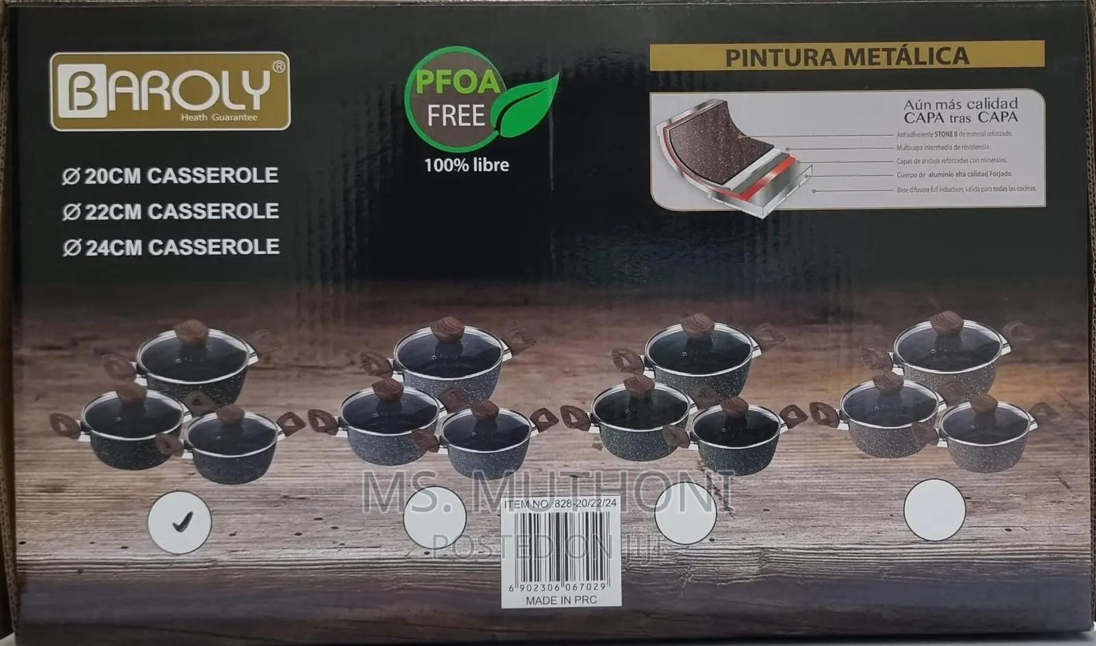 Big Baroly Germany Brand 3pc Size ¤20cm,¤22cm,¤24cm Granite