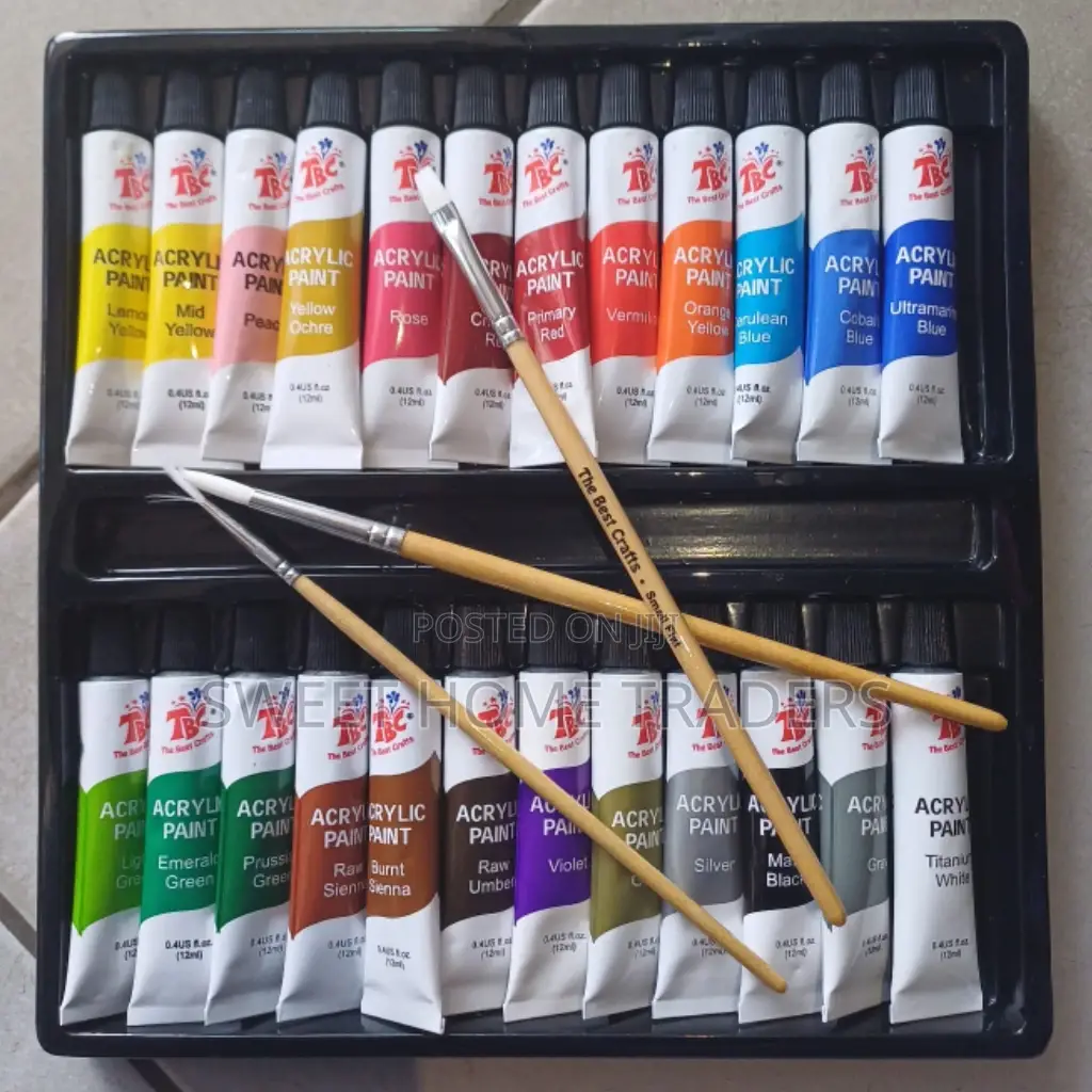 Acrylic Paint 24pcs With 3brushes