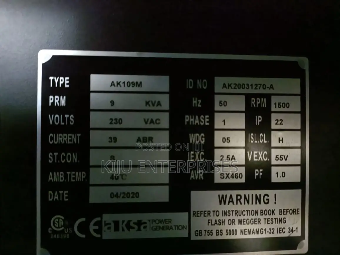 9kva Yorpower Generator Available
