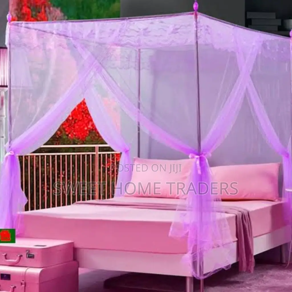 4 Stand Mosquito Net With Metallic Stand Purple