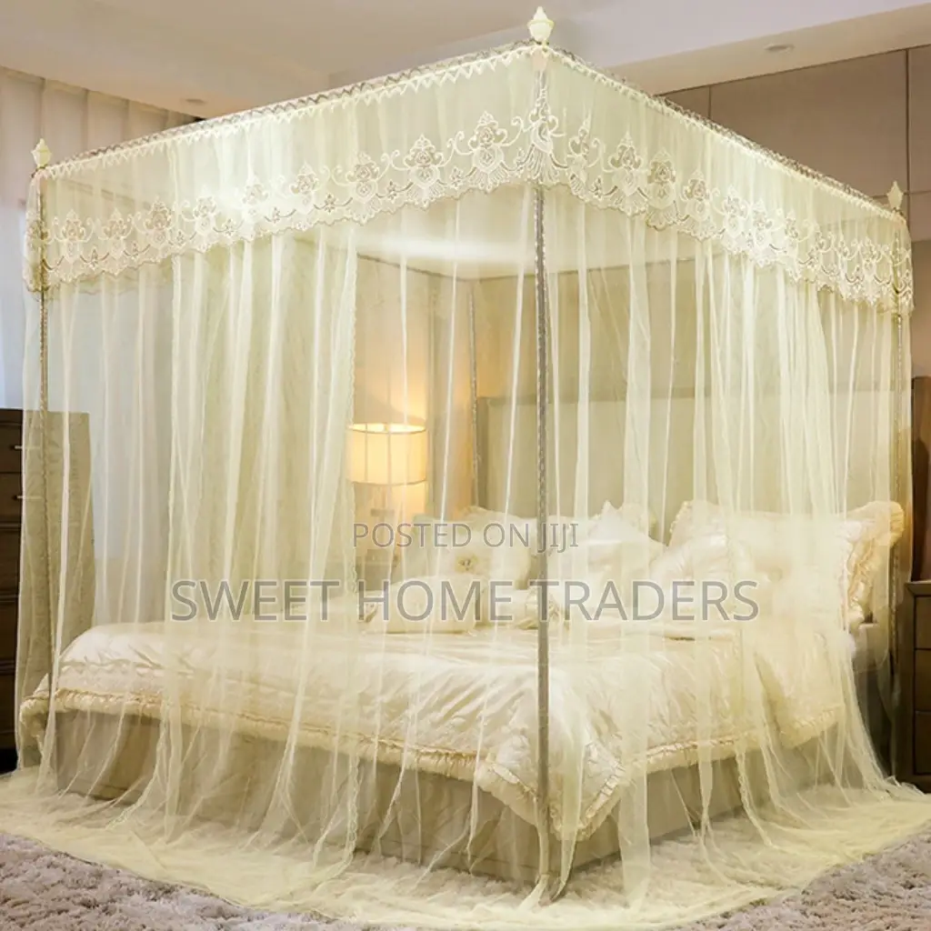 4 Stand Mosquito Net With Metallic Stand Cream