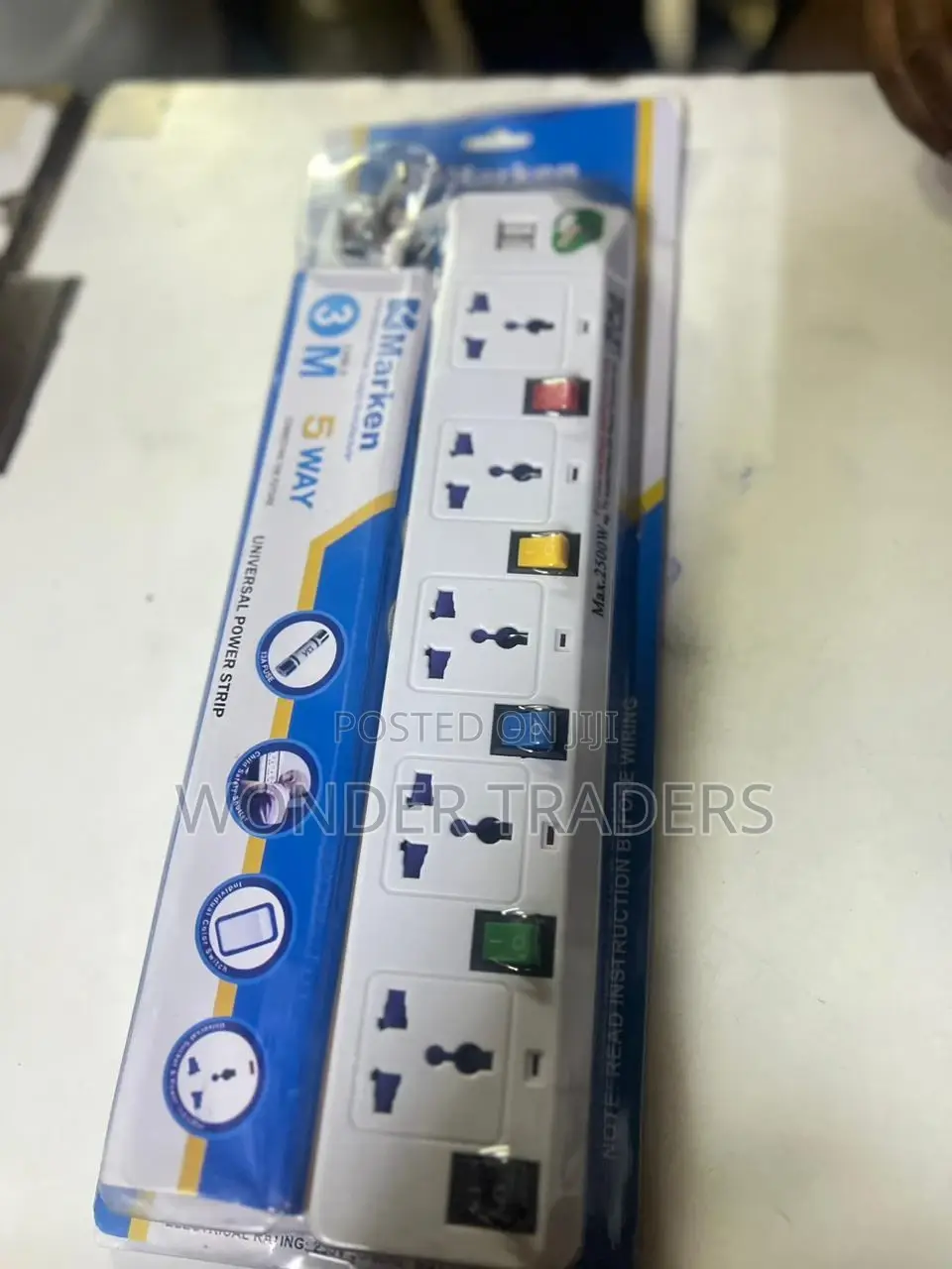 5 Extention Marken Eith 2 Usb Portway