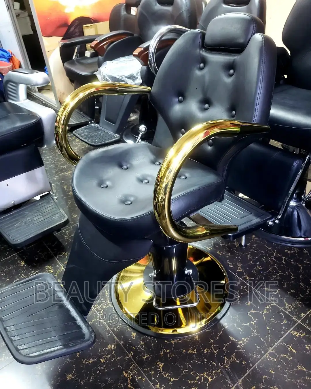Black Gold Chrome Barber Chair in Nairobi Central Salon Equipment