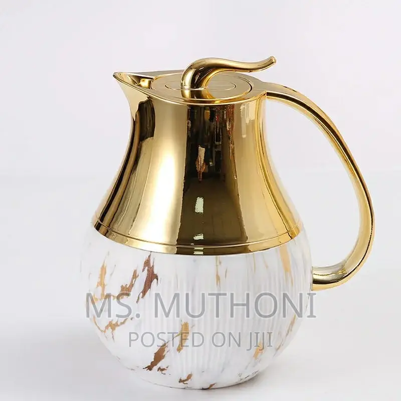 Thermo Flask Marble With Gold Capacity 1litre Colours White