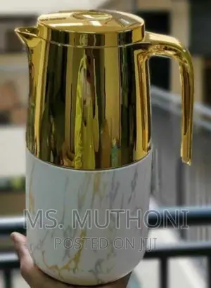 Thermo Flask Marble With Gold Capacity 1litre Colours White