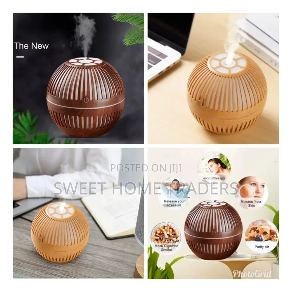 200ml Wood Grain Round Shape Air Humidifier USB,