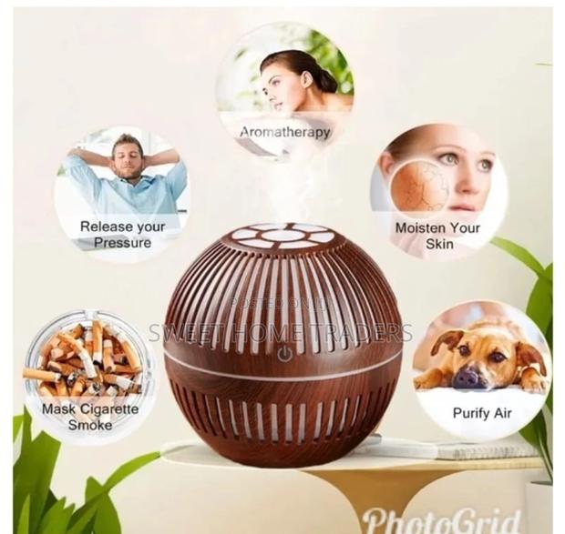 200ml Wood Grain Round Shape Air Humidifier - main view
