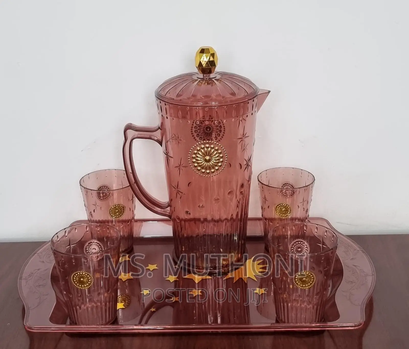 Acrylic Water Sets a Tray, 2.3L Jug, 4 Tumblers 2
