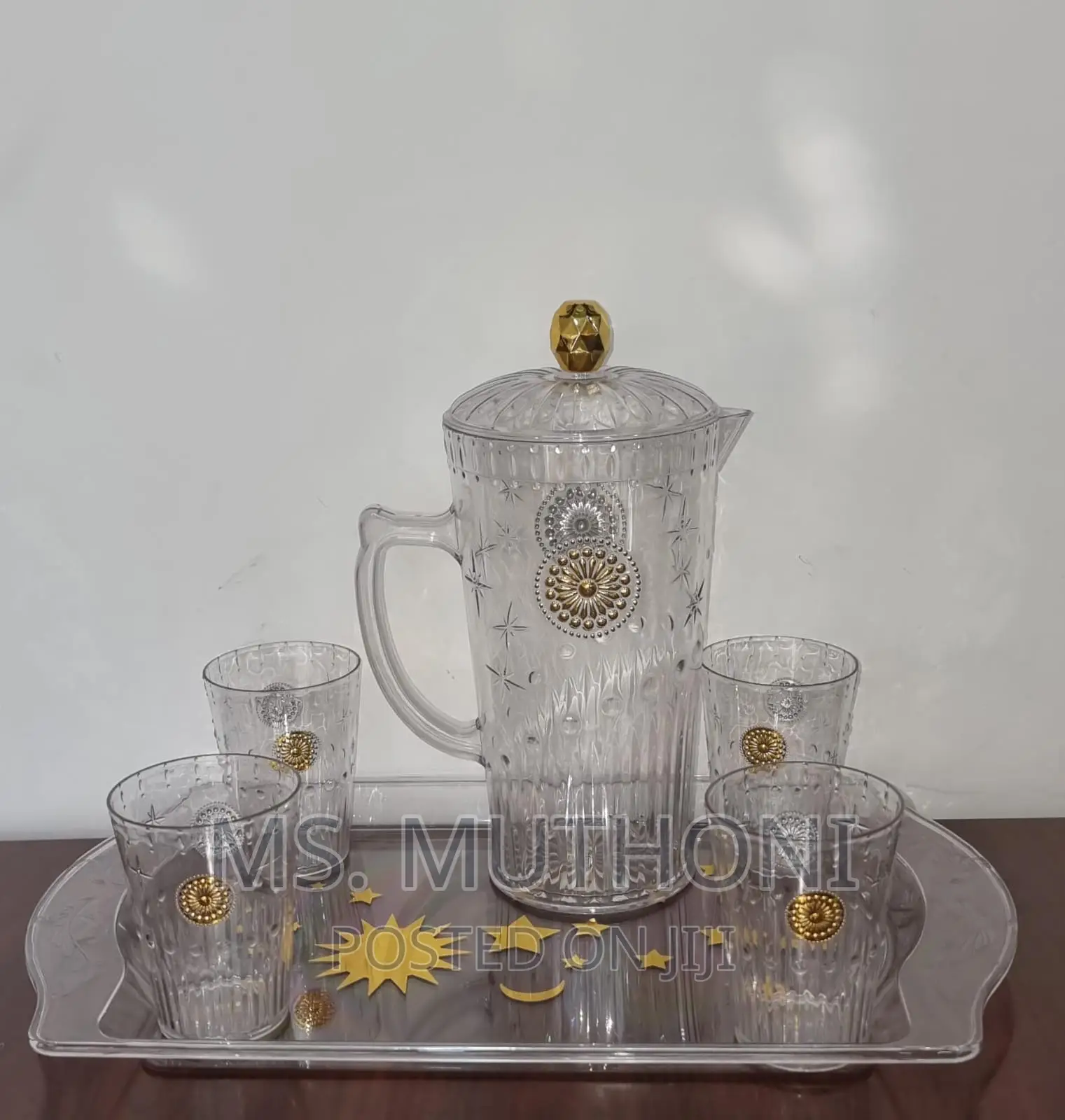 Acrylic Water Sets a Tray, 2.3L Jug, 4 Tumblers 2