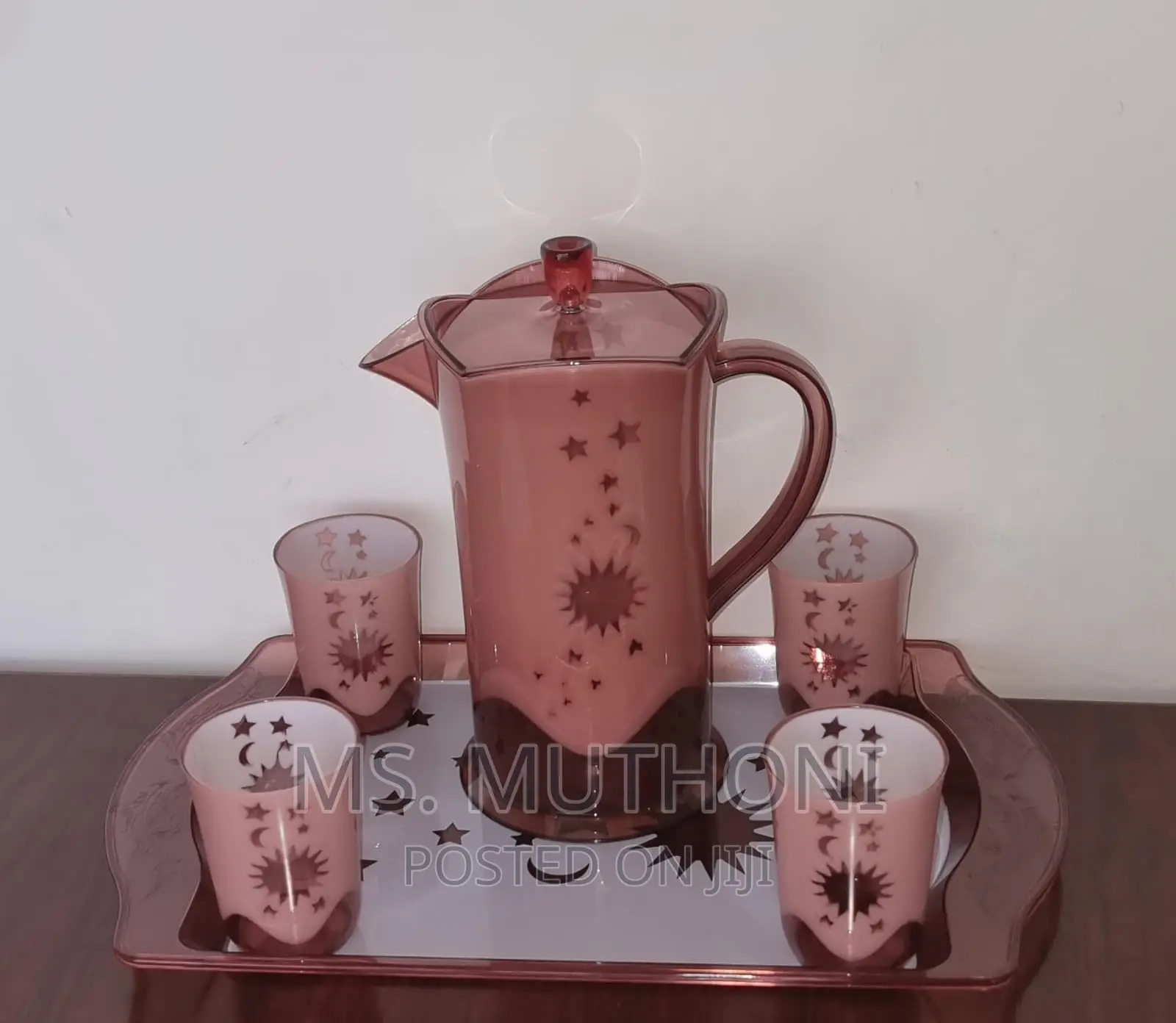 Acrylic Water Sets a Tray, 2.3L Jug, 4 Tumblers 2