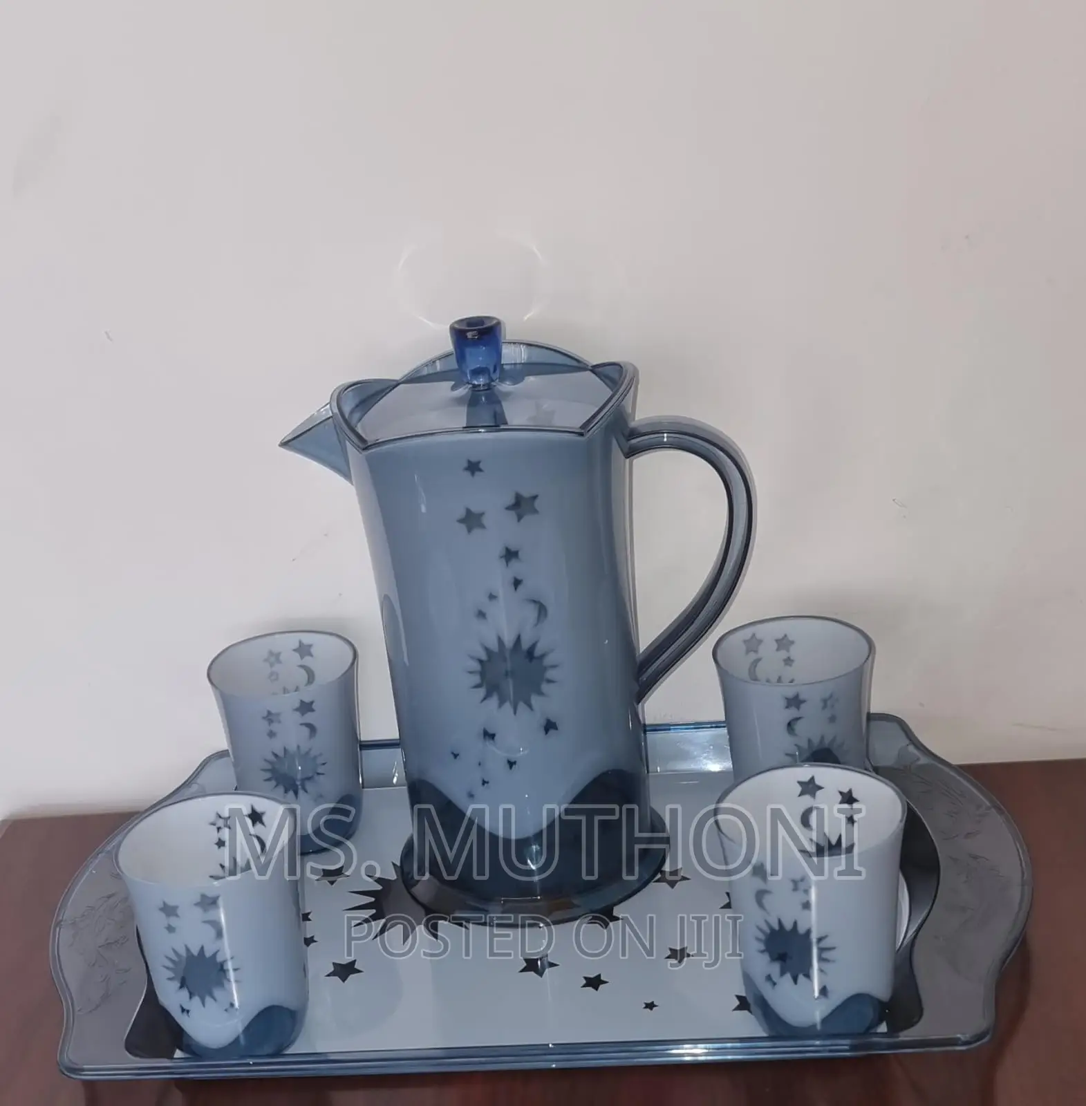 Acrylic Water Sets a Tray, 2.3L Jug, 4 Tumblers 2