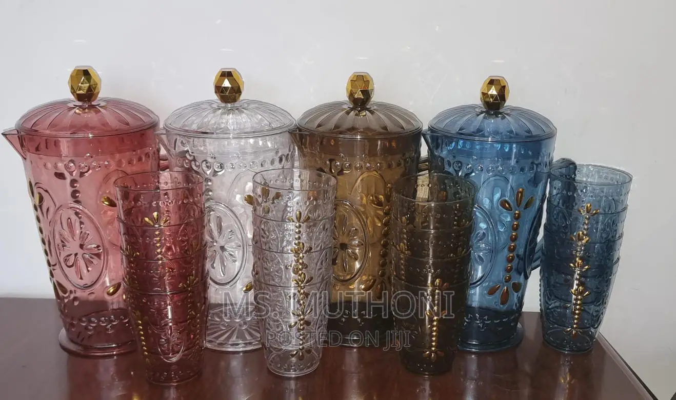 Acrylic Water Sets a Tray, 2.3L Jug, 4 Tumblers 2