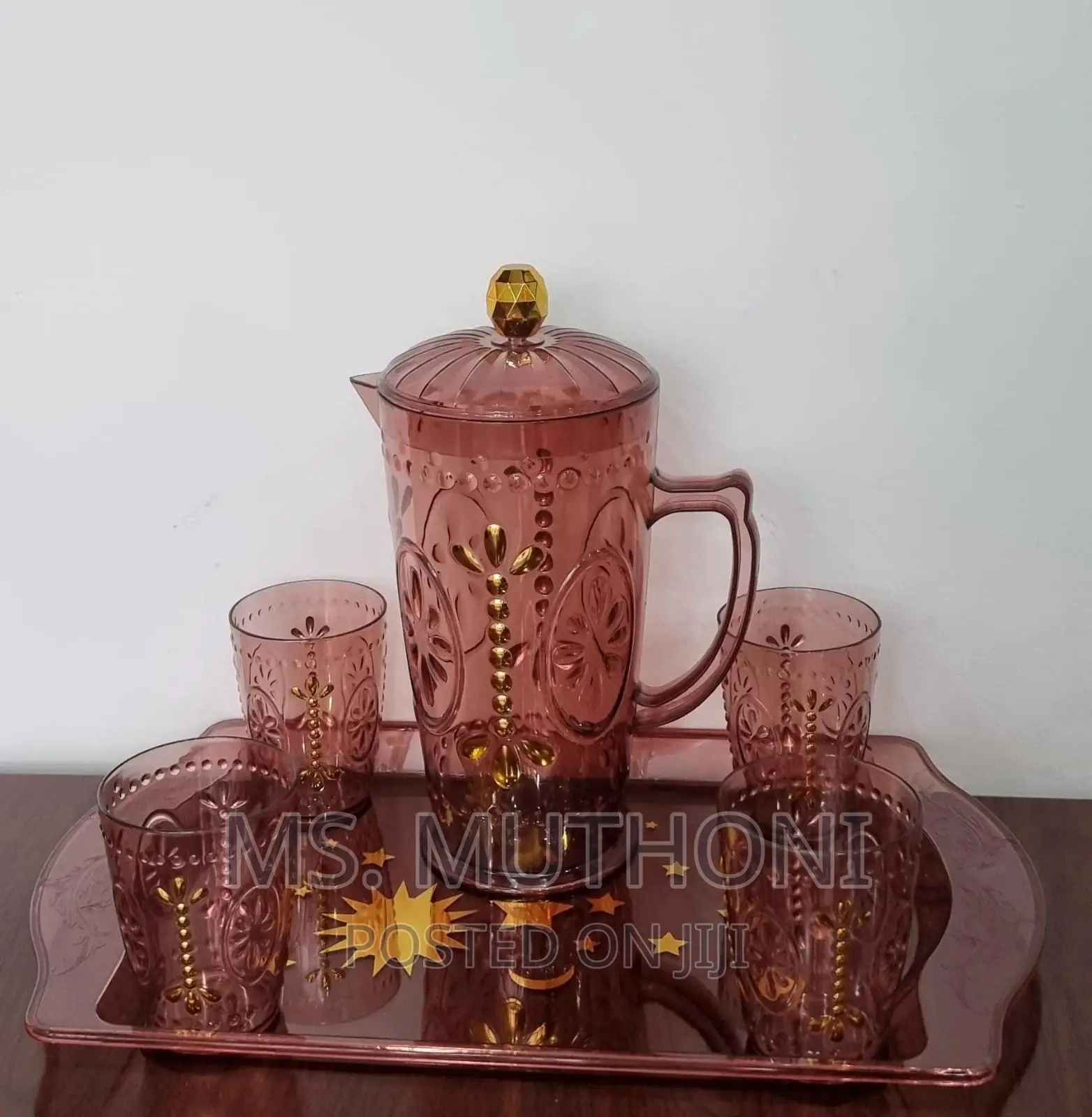 Acrylic Water Sets a Tray, 2.3L Jug, 4 Tumblers 2