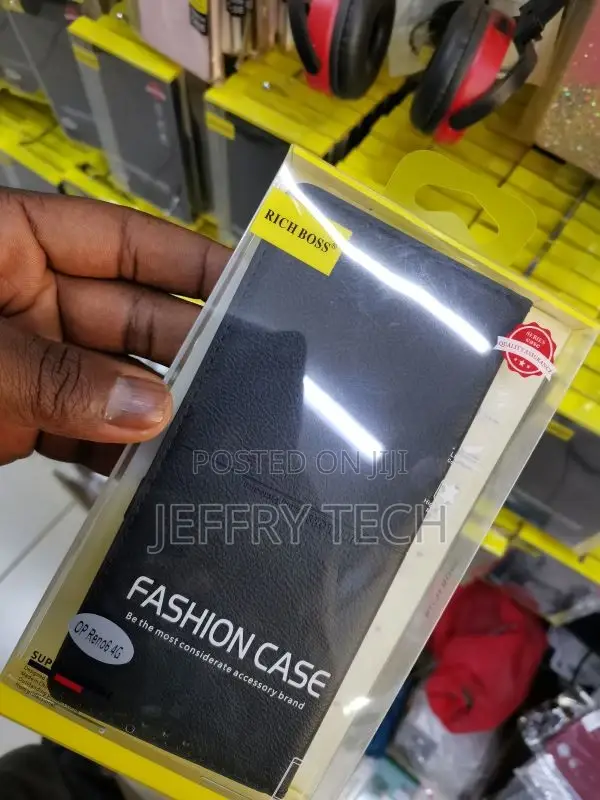 Oppo Reno 6 Cover - Black - Rich Boss Leather Texture Soft