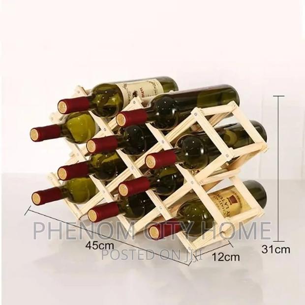 Foldable 10 Slots Wooden Wine Botttle Rack - thumbnail 4