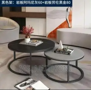 Pure Marble Nesting Tables With Black Metallic Frame