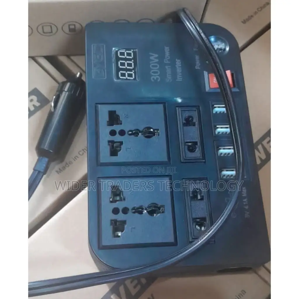 300w Car Inverter With 4 Usb Charging Ports And 4 Charging