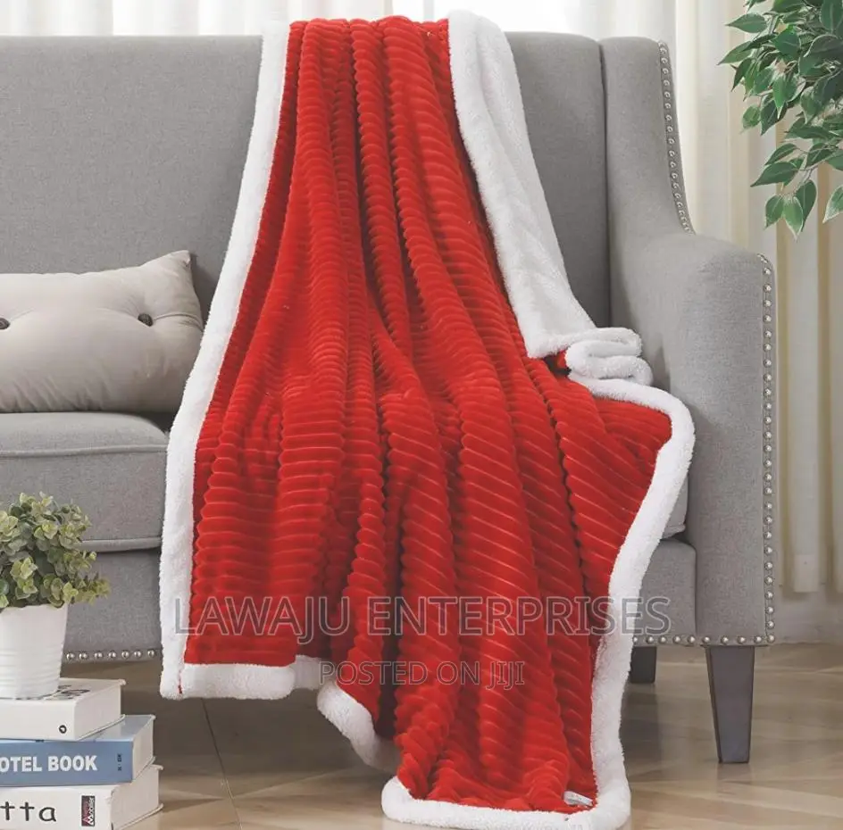 Red Heavy Sherpa Flannel Blanket