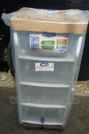White 4 Stack Plastic Storage Drawer.