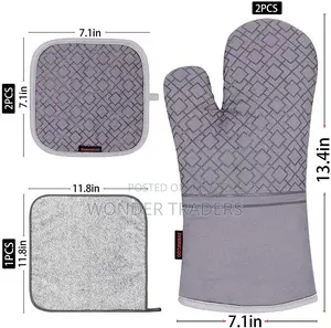 High Heat Resistant Oven Mitts and Pot Holders 6pcs