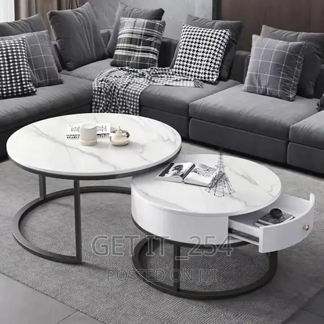 PURE MARBLE Nesting Table With Gold