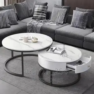 PURE MARBLE Nesting Table With Gold