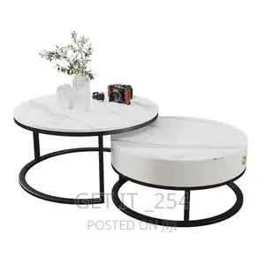 PURE MARBLE Nesting Table With Gold