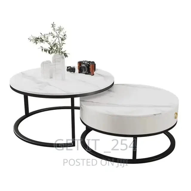 PURE MARBLE Nesting Table With Gold