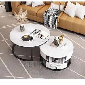 PURE MARBLE Nesting Table With Gold