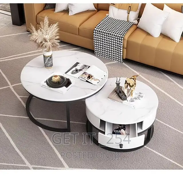 PURE MARBLE Nesting Table With Gold
