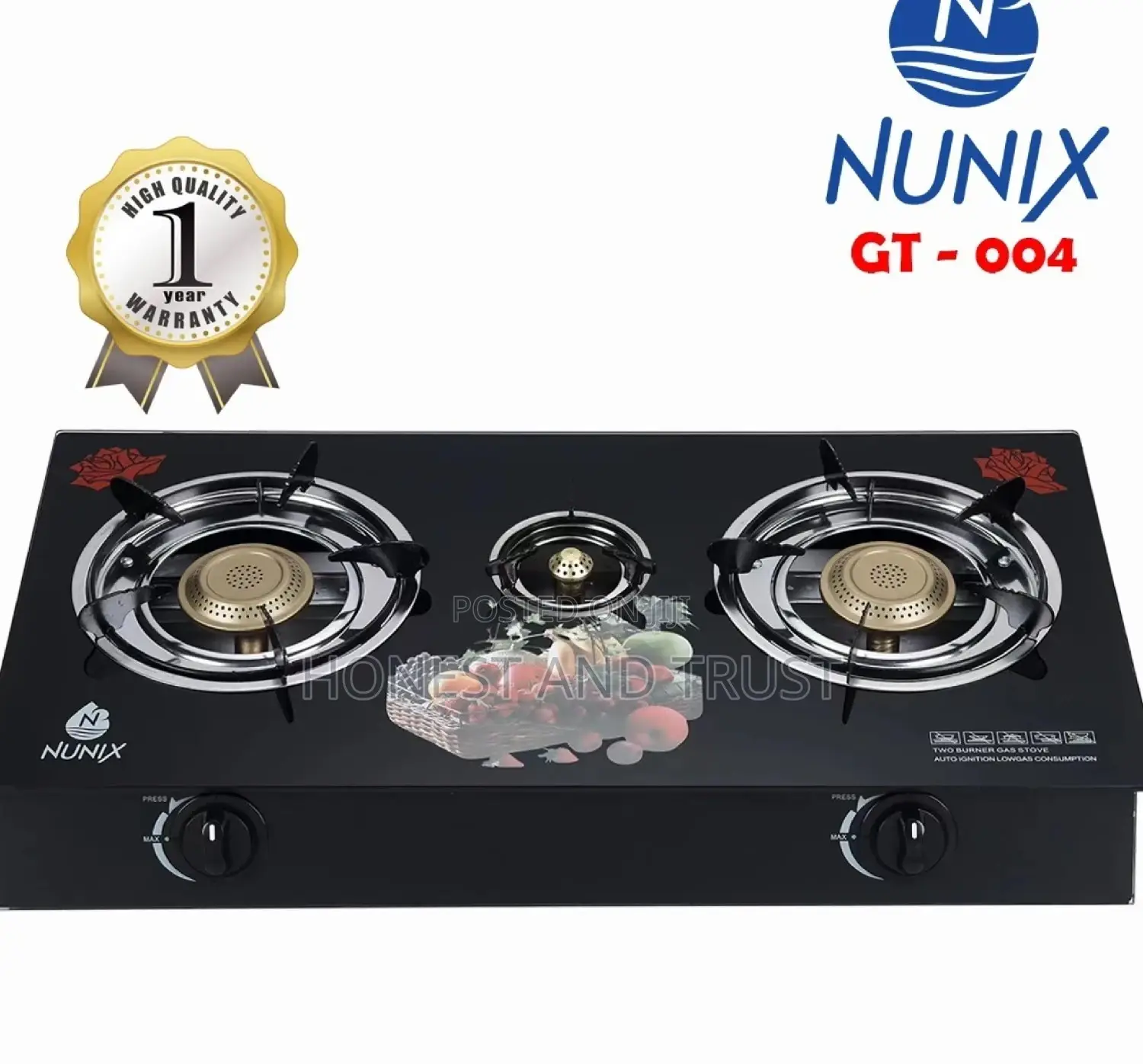 3 Burner Glass Top Cooker