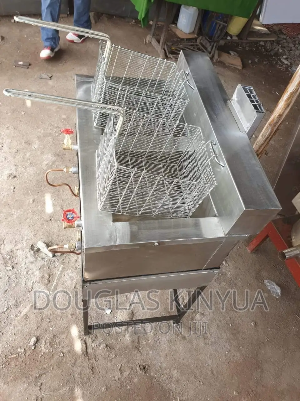 Stainless Steel Commercial Double Deep Fryer (Gas).