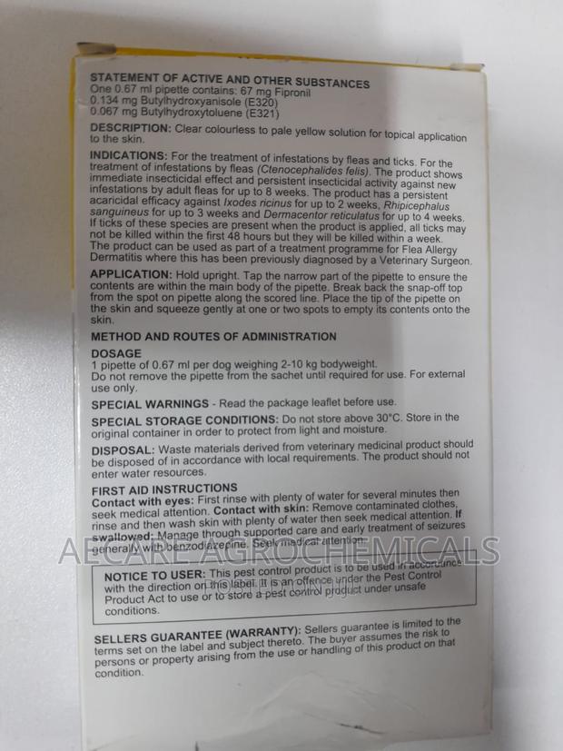 Pestigon 2-10kgs Pippets 0.67ml Spot-on For Small Dogs - thumbnail 13