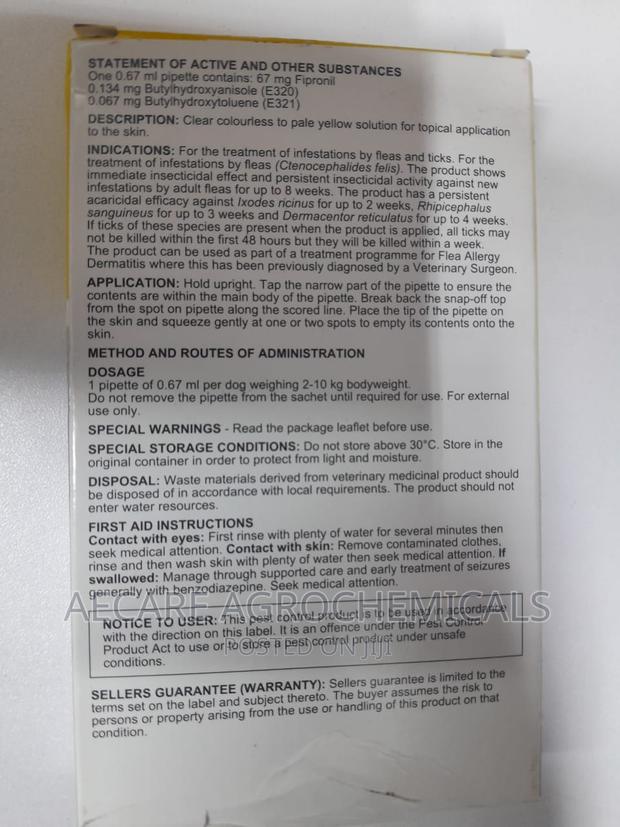 Pestigon 2-10kgs Pippets 0.67ml Spot-on For Small Dogs - thumbnail 16