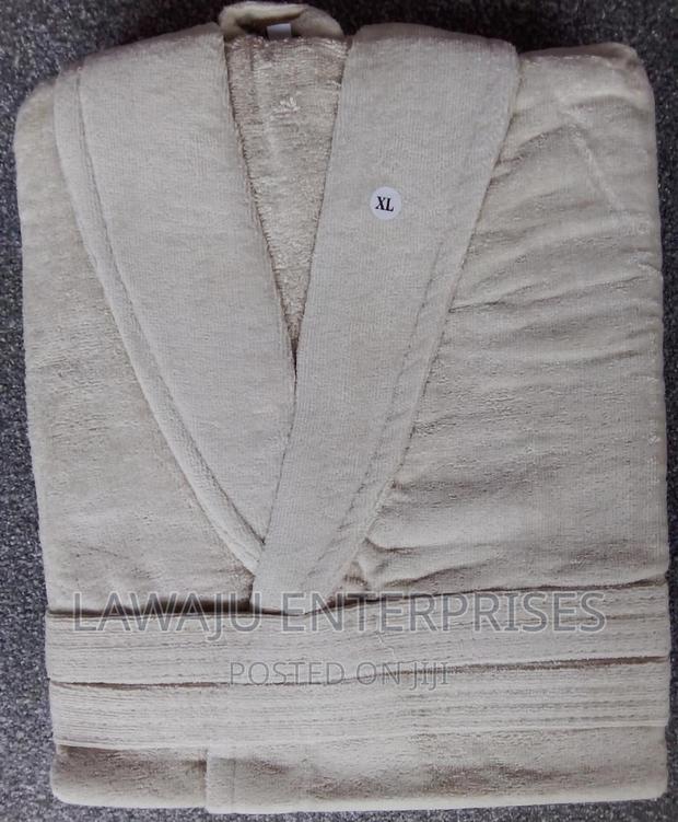 Beige Unisex Cotton Bathrobe - thumbnail 2