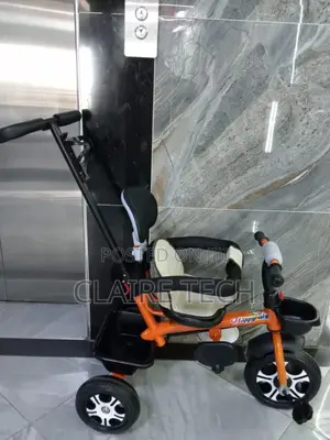 Orange Tricycle With Protective Side Bar Push Handle