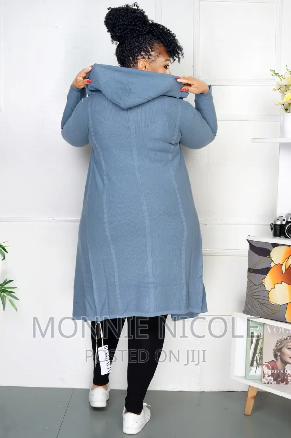 Kimono Style Light Sweater With Hoodie