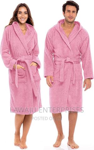 Baby Pink Cotton Unisex Bathrobe - thumbnail 2
