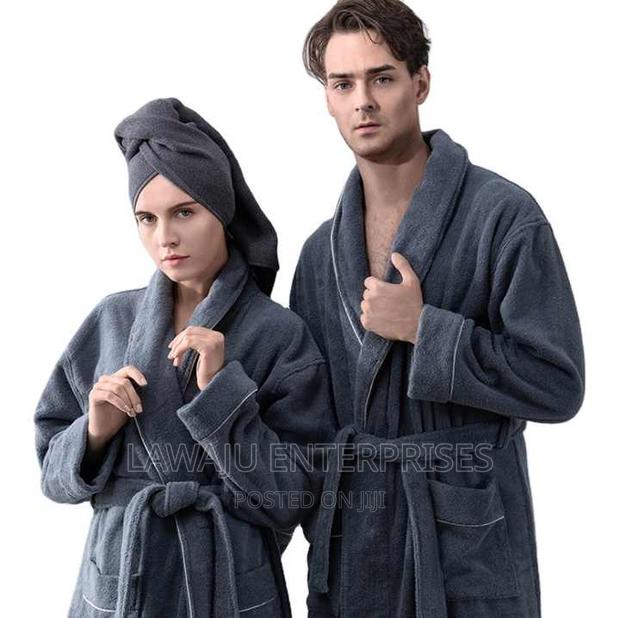 Black Unisex Cotton Bathrobe - main view