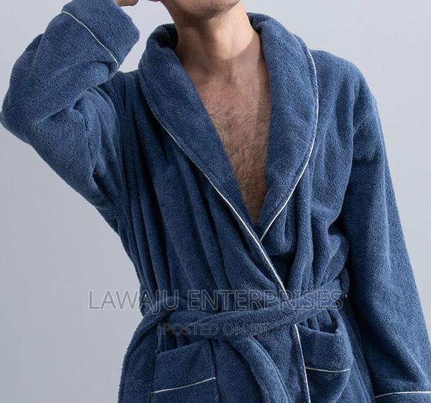 Navy Blue Cotton Unisex Bathrobe - main view