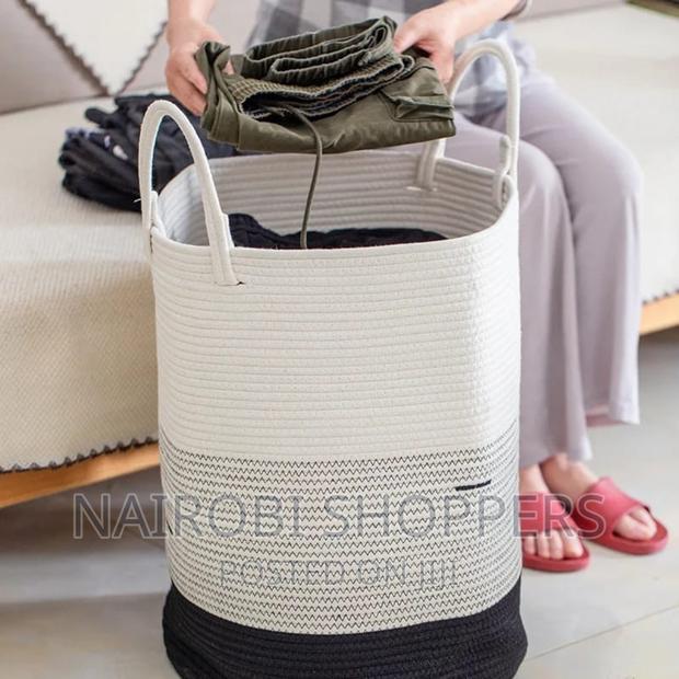 Big Laundry Basket/ Decorative Woven Storage With Handle - thumbnail 2